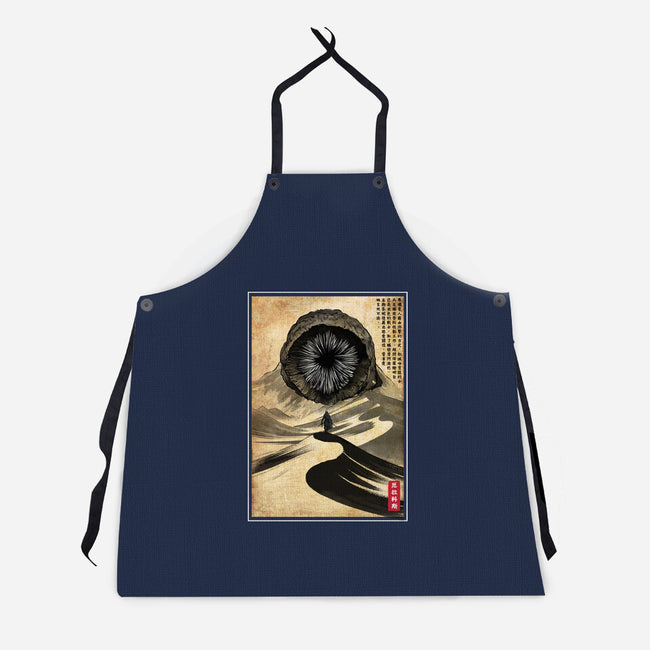 Dune Woodblock-Unisex-Kitchen-Apron-DrMonekers