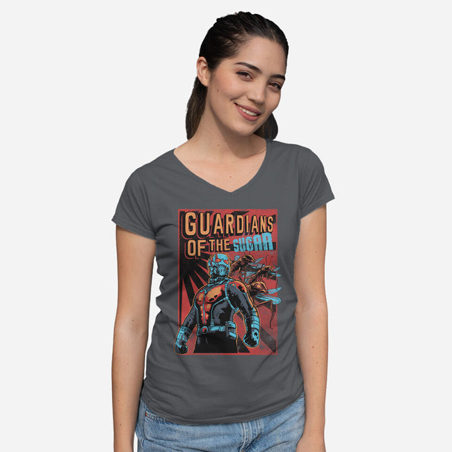 Guardians Of The Sugar-Womens-V-Neck-Tee-Gleydson Barboza