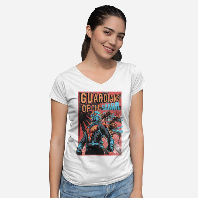 Guardians Of The Sugar-Womens-V-Neck-Tee-Gleydson Barboza