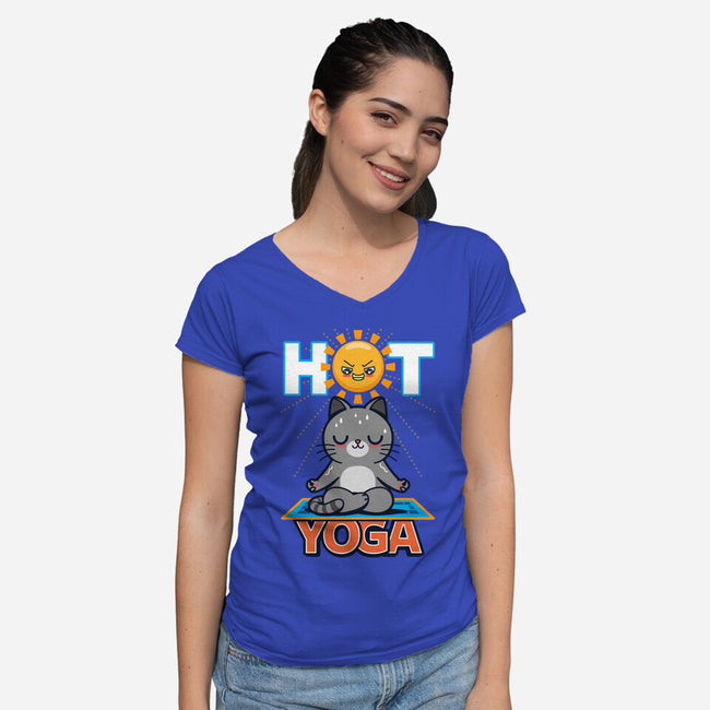 Hot Yoga-Womens-V-Neck-Tee-Boggs Nicolas