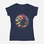 God Of Kanagawa Wave-Womens-V-Neck-Tee-turborat14