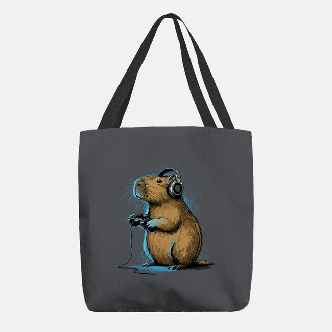 Capy-Gamer-None-Basic Tote-Bag-GoshWow