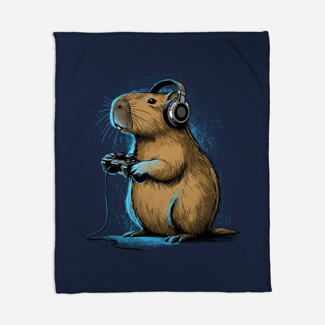 Capy-Gamer-None-Fleece-Blanket-GoshWow