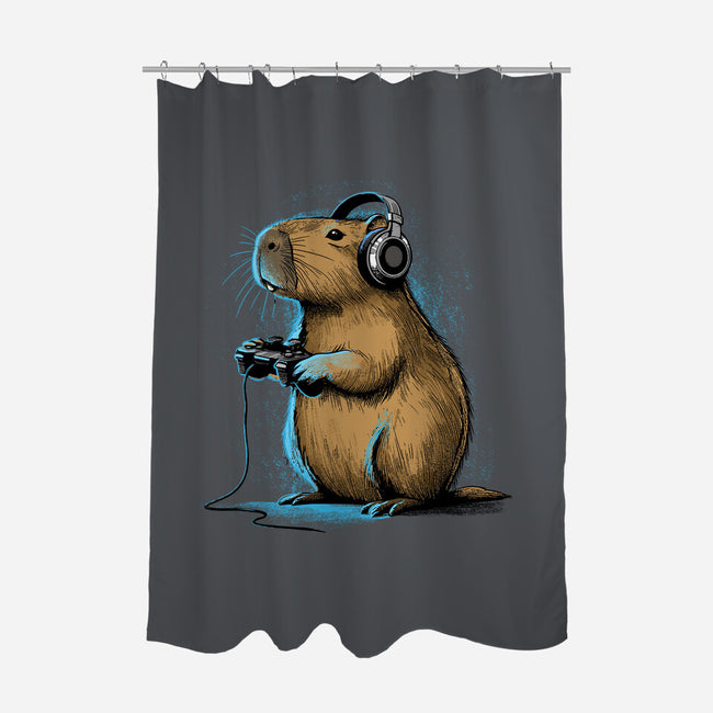 Capy-Gamer-None-Polyester-Shower Curtain-GoshWow