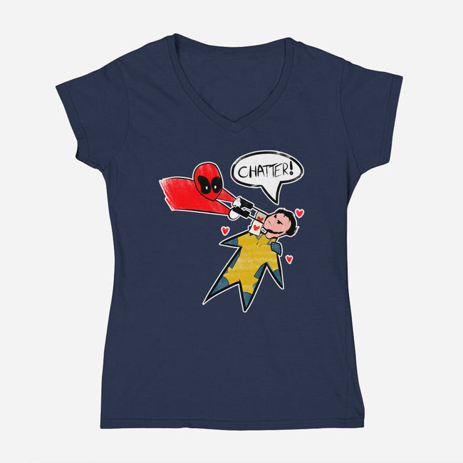 The Chatty Mercenary-Womens-V-Neck-Tee-AqueleJutsu