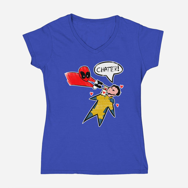 The Chatty Mercenary-Womens-V-Neck-Tee-AqueleJutsu