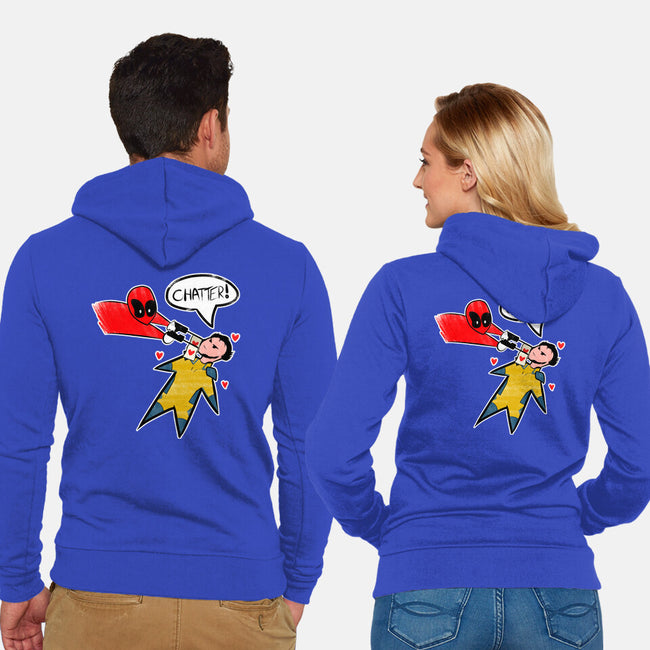 The Chatty Mercenary-Unisex-Zip-Up-Sweatshirt-AqueleJutsu