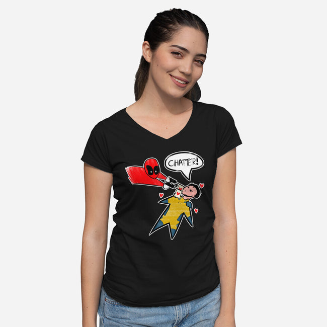 The Chatty Mercenary-Womens-V-Neck-Tee-AqueleJutsu