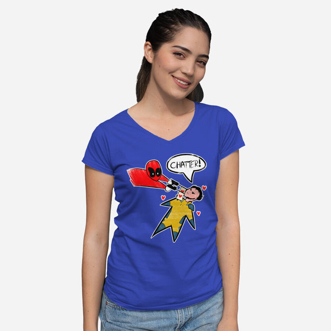 The Chatty Mercenary-Womens-V-Neck-Tee-AqueleJutsu