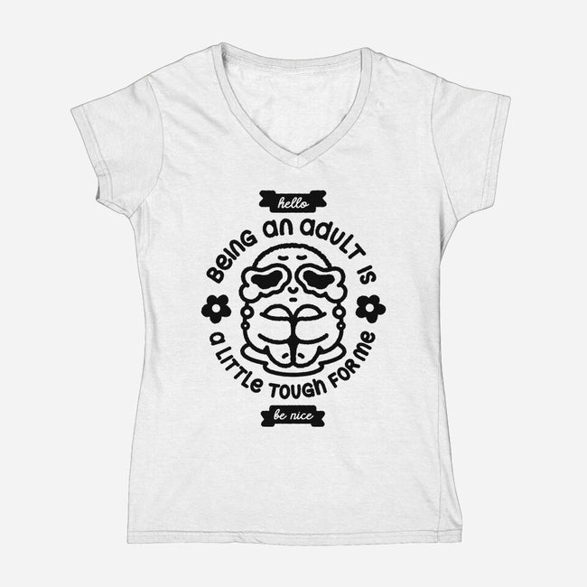 Being An Adult-Womens-V-Neck-Tee-demonigote