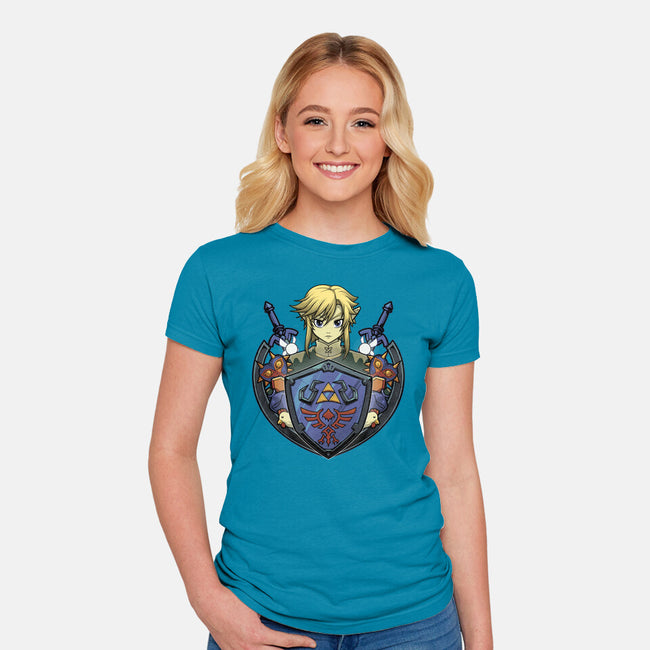 Hylian's Shield-Womens-Fitted-Tee-Astrobot Invention