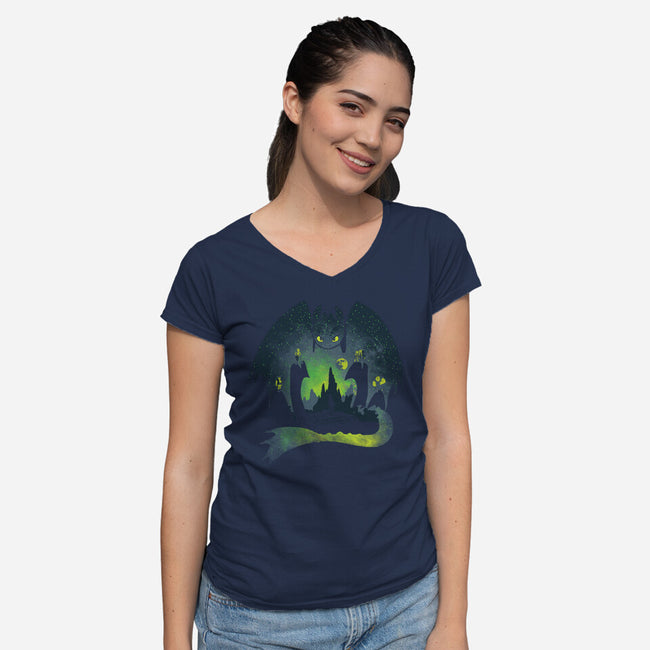 The Night Fury-Womens-V-Neck-Tee-dalethesk8er