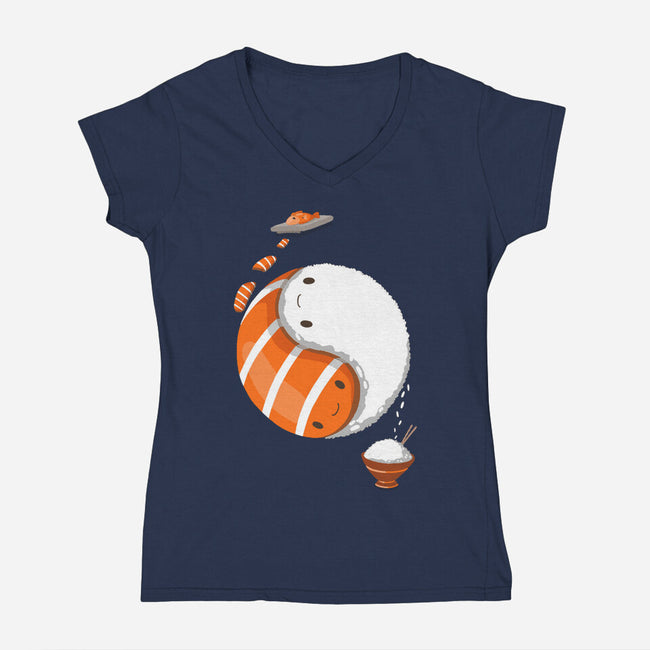 Ying Yang Sushi-Womens-V-Neck-Tee-Vallina84