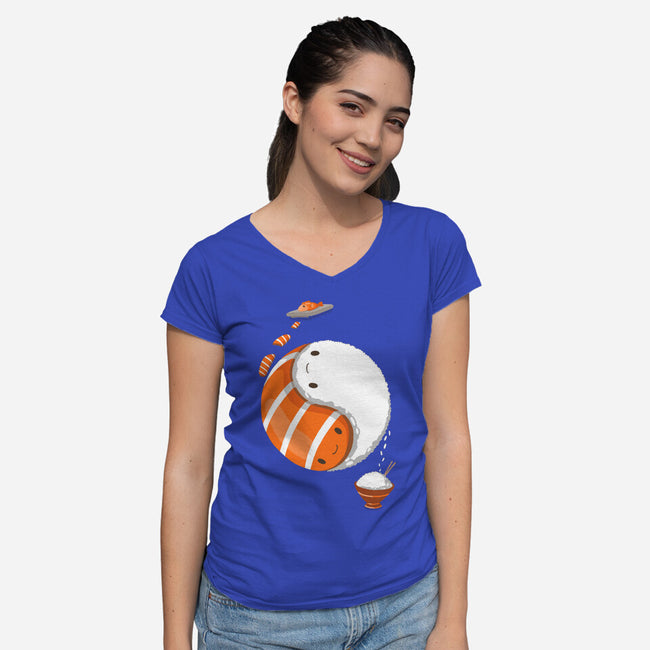 Ying Yang Sushi-Womens-V-Neck-Tee-Vallina84