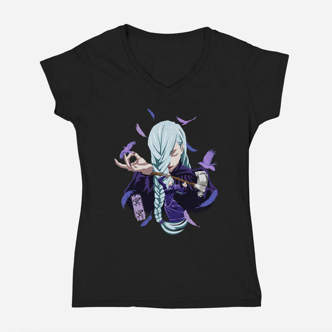 Mei Mei Sorcerer-Womens-V-Neck-Tee-Afire