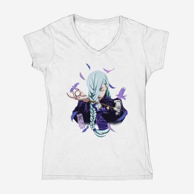 Mei Mei Sorcerer-Womens-V-Neck-Tee-Afire