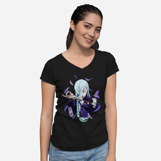 Mei Mei Sorcerer-Womens-V-Neck-Tee-Afire