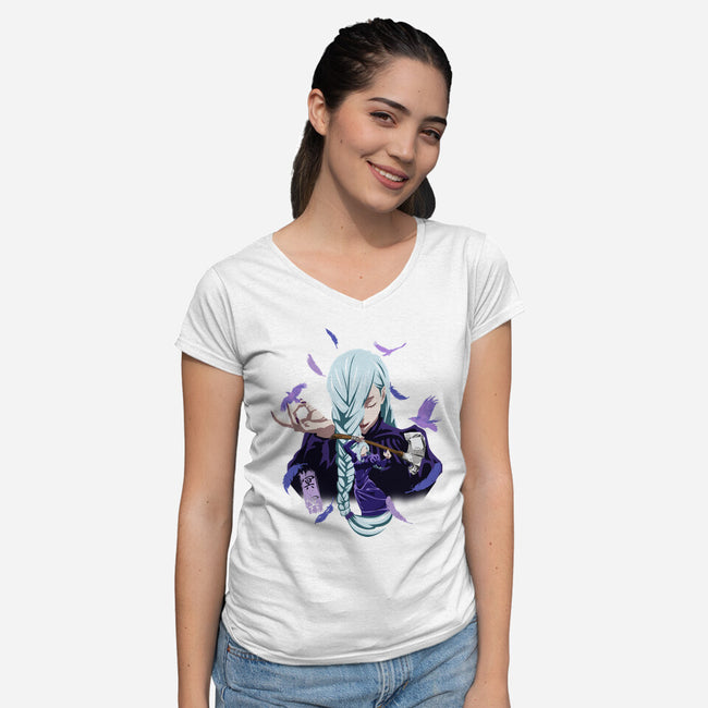 Mei Mei Sorcerer-Womens-V-Neck-Tee-Afire