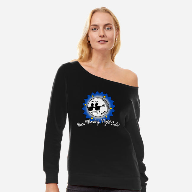 Good Morning Night Owls-Womens-Off Shoulder-Sweatshirt-sillyindustries