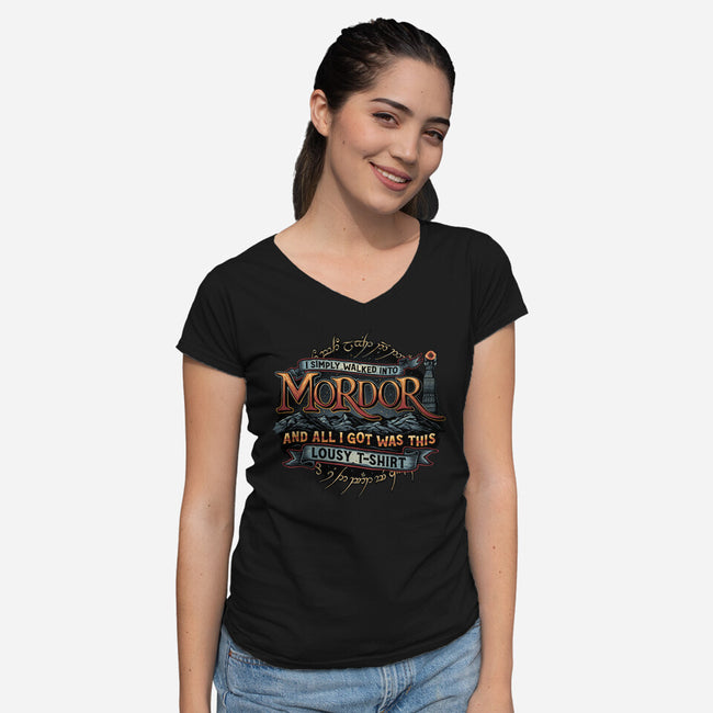 Mordor Vacation-Womens-V-Neck-Tee-glitchygorilla