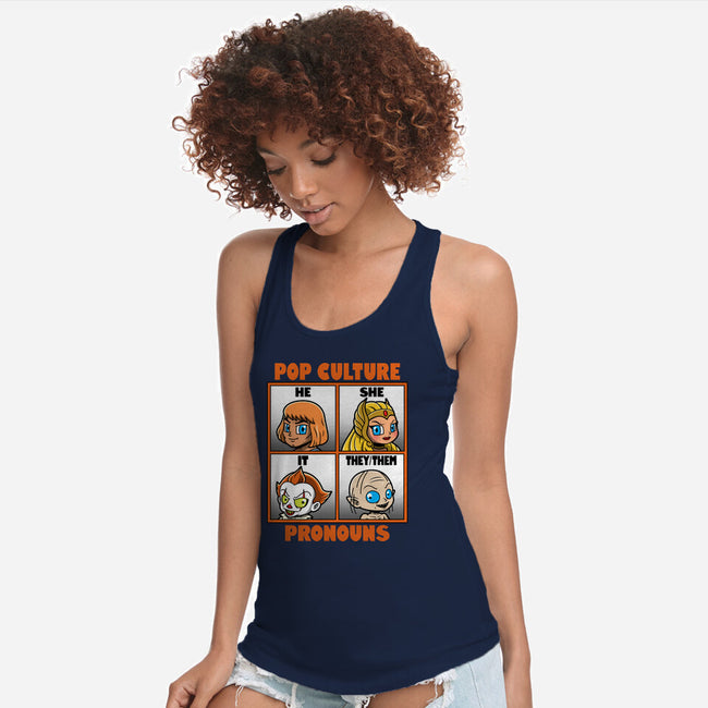 Pop Culture Pronouns-Womens-Racerback-Tank-Boggs Nicolas