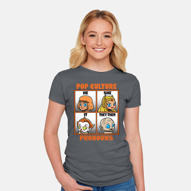 Pop Culture Pronouns-Womens-Fitted-Tee-Boggs Nicolas