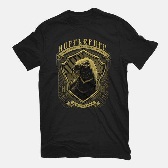 Yellow Badger Emblem-Mens-Heavyweight-Tee-Astrobot Invention