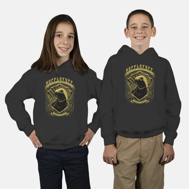 Yellow Badger Emblem-Youth-Pullover-Sweatshirt-Astrobot Invention