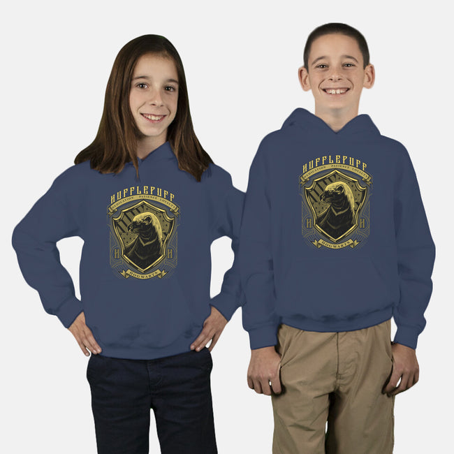 Yellow Badger Emblem-Youth-Pullover-Sweatshirt-Astrobot Invention