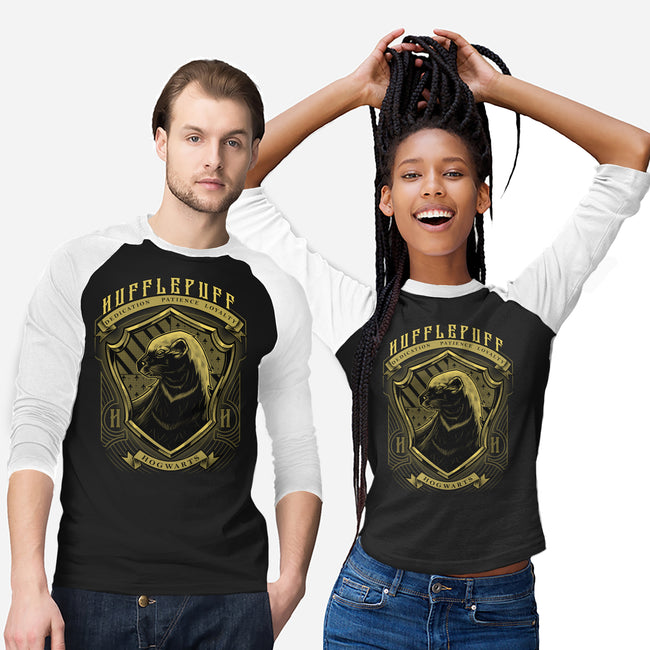 Yellow Badger Emblem-Unisex-Baseball-Tee-Astrobot Invention