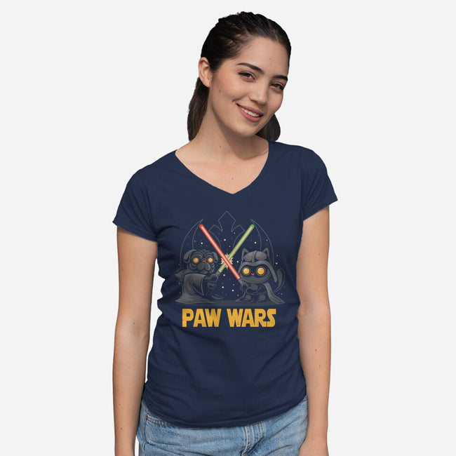 Paw Wars-Womens-V-Neck-Tee-erion_designs