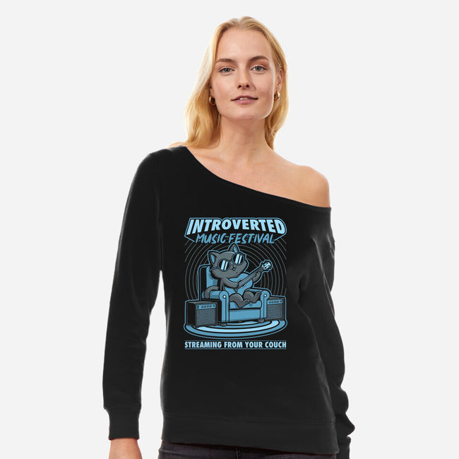 Introverted Music Cat-Womens-Off Shoulder-Sweatshirt-Studio Mootant