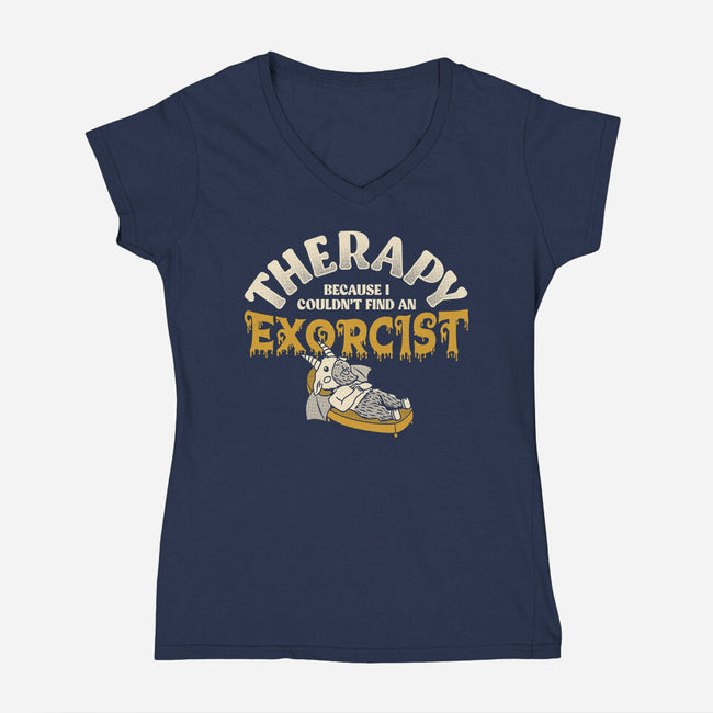 Couldn't Find An Exorcist-Womens-V-Neck-Tee-tobefonseca