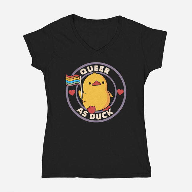 Queer As Duck Pride-Womens-V-Neck-Tee-tobefonseca