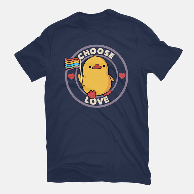 Choose Love Pride Duck-Womens-Fitted-Tee-tobefonseca