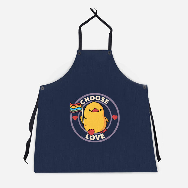 Choose Love Pride Duck-Unisex-Kitchen-Apron-tobefonseca