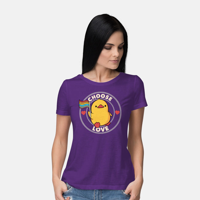 Choose Love Pride Duck-Womens-Basic-Tee-tobefonseca