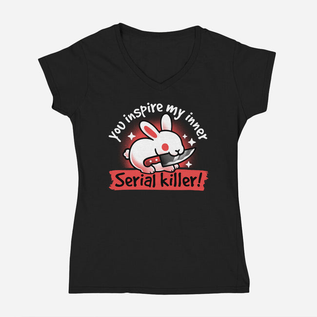 Serial Killer Bunny-Womens-V-Neck-Tee-NemiMakeit