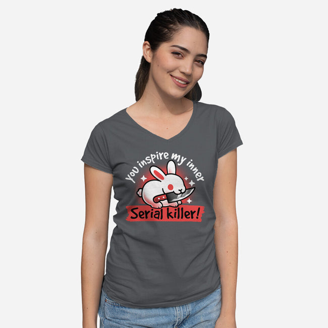 Serial Killer Bunny-Womens-V-Neck-Tee-NemiMakeit