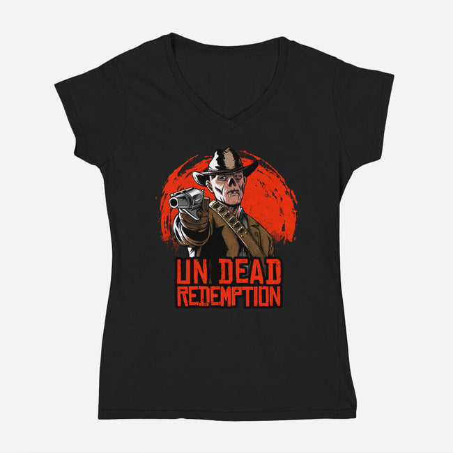 Undead Redemption-Womens-V-Neck-Tee-joerawks