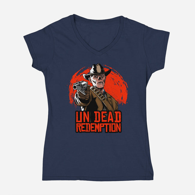 Undead Redemption-Womens-V-Neck-Tee-joerawks