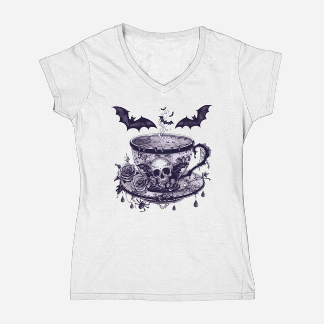 Coffee Goth-Womens-V-Neck-Tee-Tinycraftyaliens