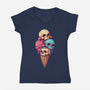 Skull Ice Cream-Womens-V-Neck-Tee-Tinycraftyaliens