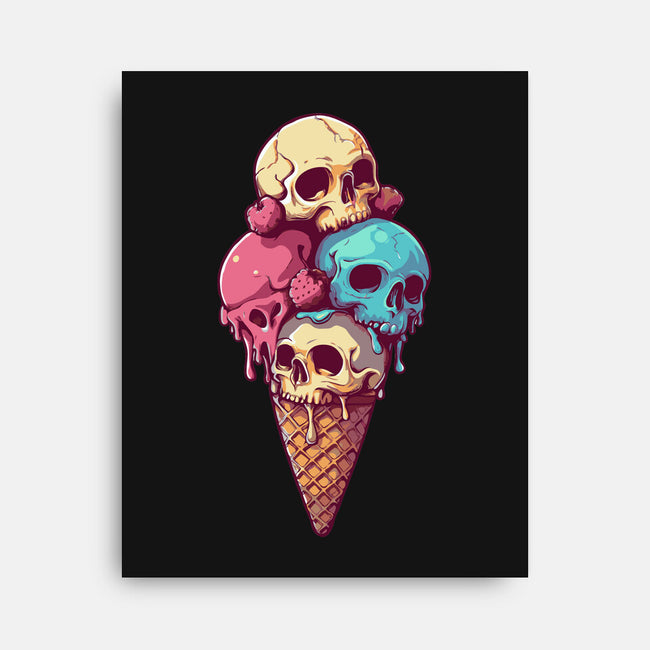 Skull Ice Cream-None-Stretched-Canvas-Tinycraftyaliens