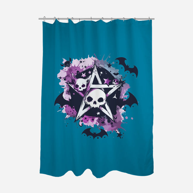 Kawaii Pentagram-None-Polyester-Shower Curtain-Tinycraftyaliens