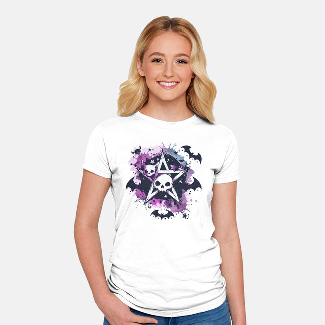 Kawaii Pentagram-Womens-Fitted-Tee-Tinycraftyaliens