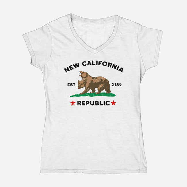 New California Republic-Womens-V-Neck-Tee-Melonseta