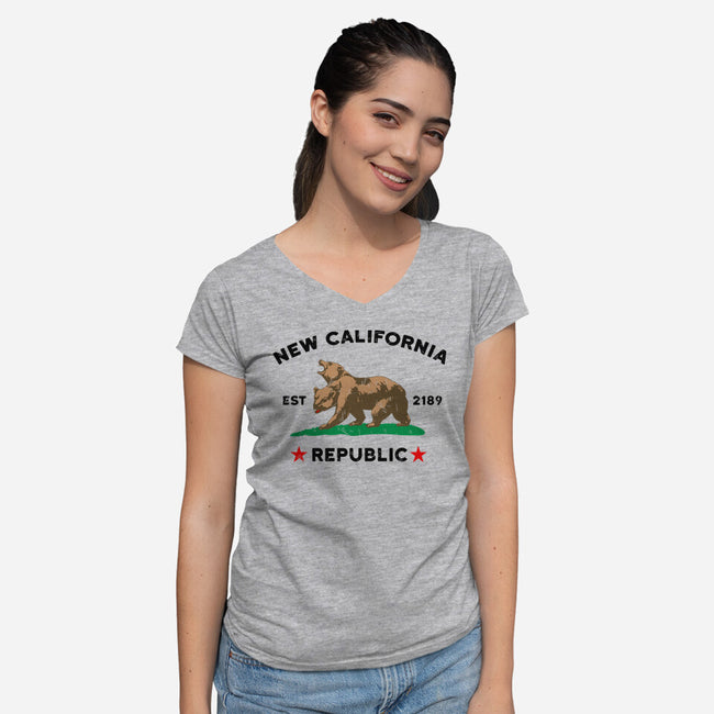 New California Republic-Womens-V-Neck-Tee-Melonseta