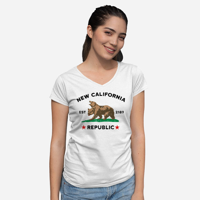 New California Republic-Womens-V-Neck-Tee-Melonseta