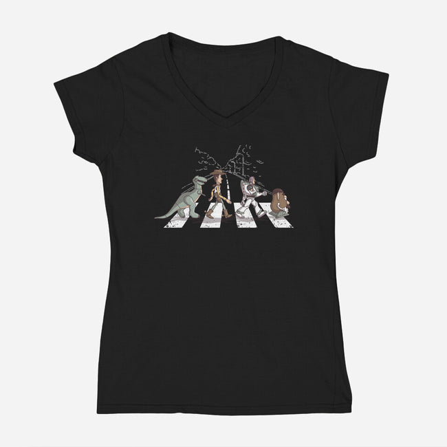 Friendship Road-Womens-V-Neck-Tee-retrodivision